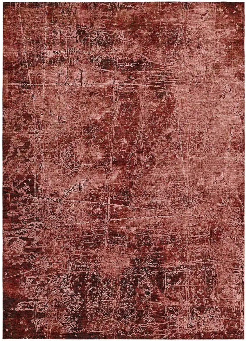 Merlot Abstract Washable Non Skid Indoor Outdoor Area Rug Photo 4