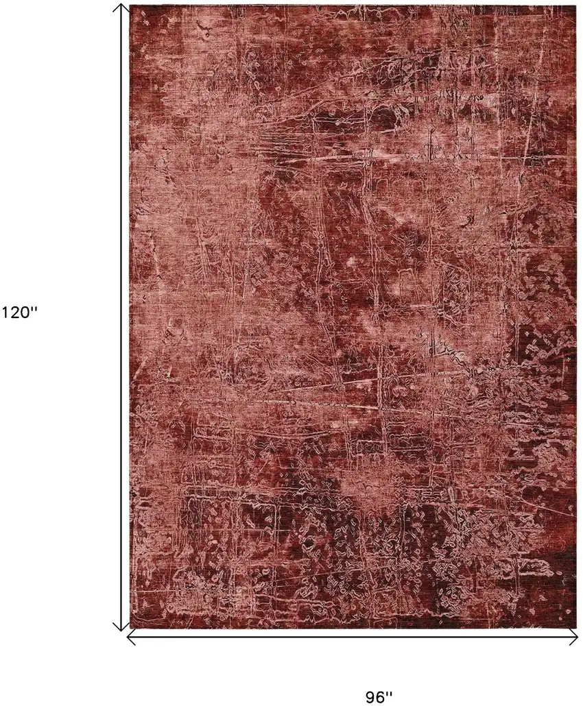 Merlot Abstract Washable Non Skid Indoor Outdoor Area Rug Photo 3