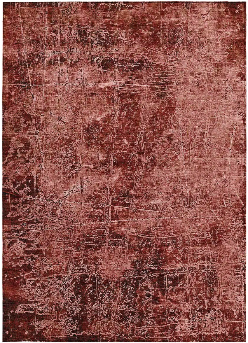 Merlot Abstract Washable Non Skid Indoor Outdoor Area Rug Photo 4