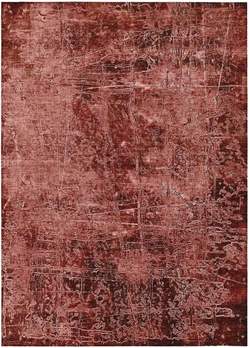 Merlot Abstract Washable Non Skid Indoor Outdoor Area Rug Photo 2
