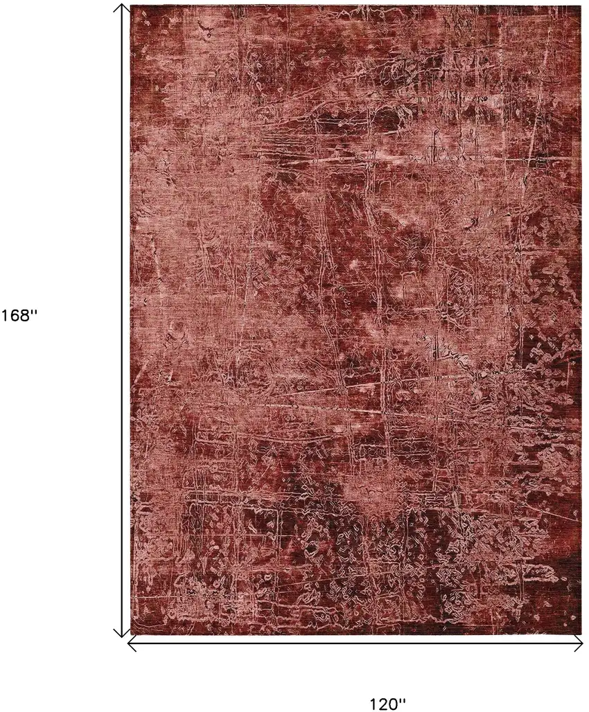 Merlot Abstract Washable Non Skid Indoor Outdoor Area Rug Photo 3