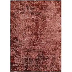 Photo of Merlot Abstract Washable Non Skid Indoor Outdoor Area Rug
