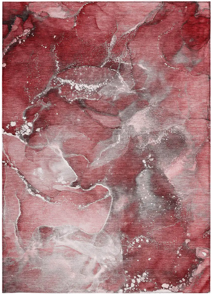 Merlot Abstract Washable Non Skid Indoor Outdoor Area Rug Photo 4