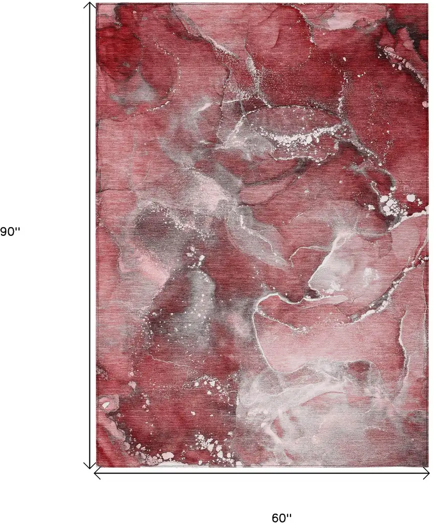 Merlot Abstract Washable Non Skid Indoor Outdoor Area Rug Photo 3