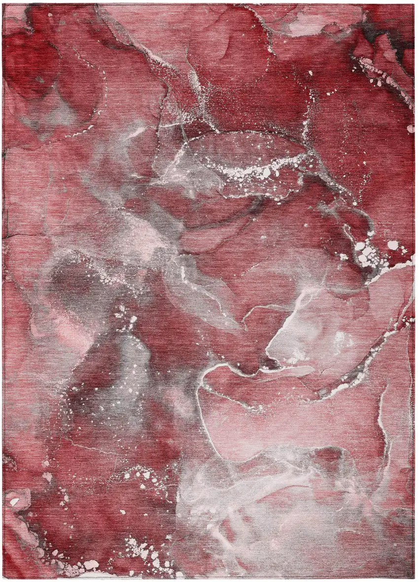 Merlot Abstract Washable Non Skid Indoor Outdoor Area Rug Photo 2