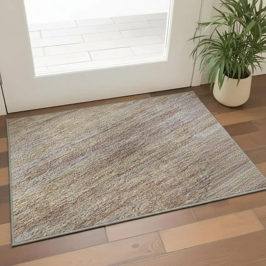 Merlot And Beige Abstract Washable Area Rug With UV Protection Photo 2