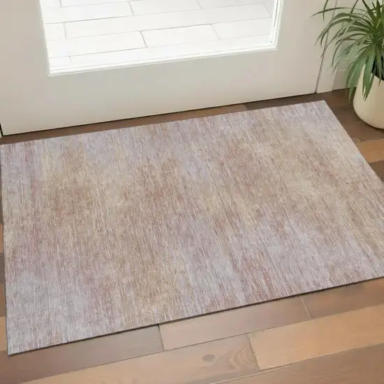 Merlot And Beige Abstract Washable Area Rug With UV Protection Photo 1