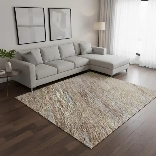 Merlot And Beige Abstract Washable Area Rug With UV Protection Photo 2