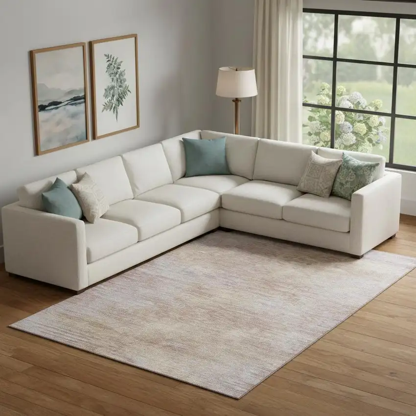 Merlot And Beige Abstract Washable Area Rug With UV Protection Photo 1