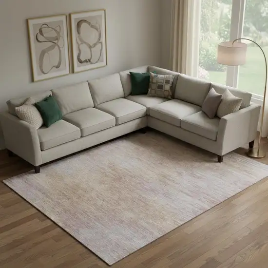 Merlot And Beige Abstract Washable Area Rug With UV Protection Photo 1