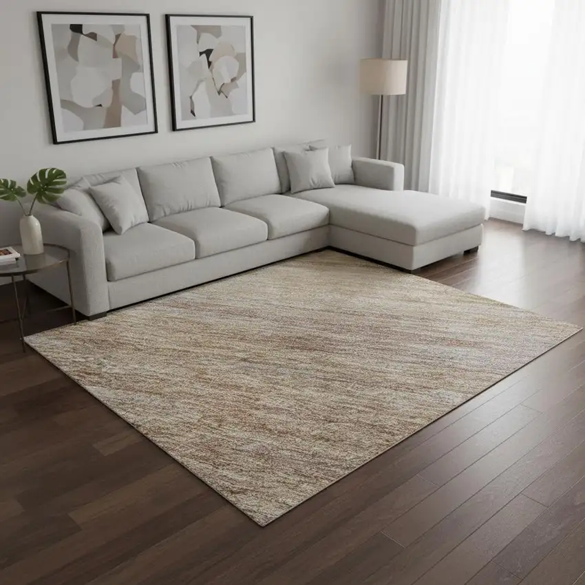 Merlot And Beige Abstract Washable Area Rug With UV Protection Photo 2