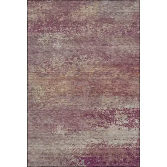 Merlot And Beige Abstract Washable Area Rug With UV Protection Photo 3