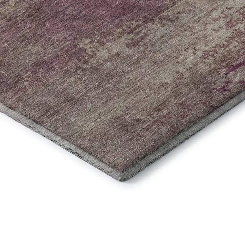 Merlot And Beige Abstract Washable Area Rug With UV Protection Photo 4