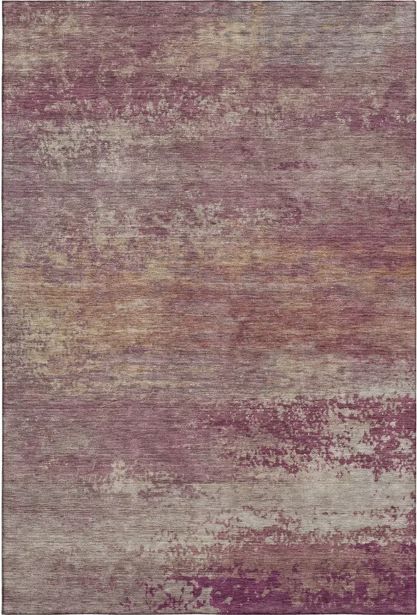 Merlot And Beige Abstract Washable Area Rug With UV Protection Photo 3