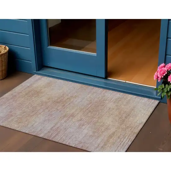 Merlot And Beige Abstract Washable Indoor Outdoor Area Rug Photo 1
