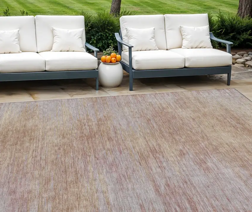 Merlot And Beige Abstract Washable Indoor Outdoor Area Rug Photo 1
