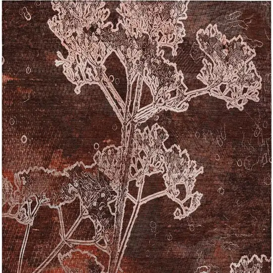 Merlot And Beige Floral Washable Indoor Outdoor Area Rug Photo 7