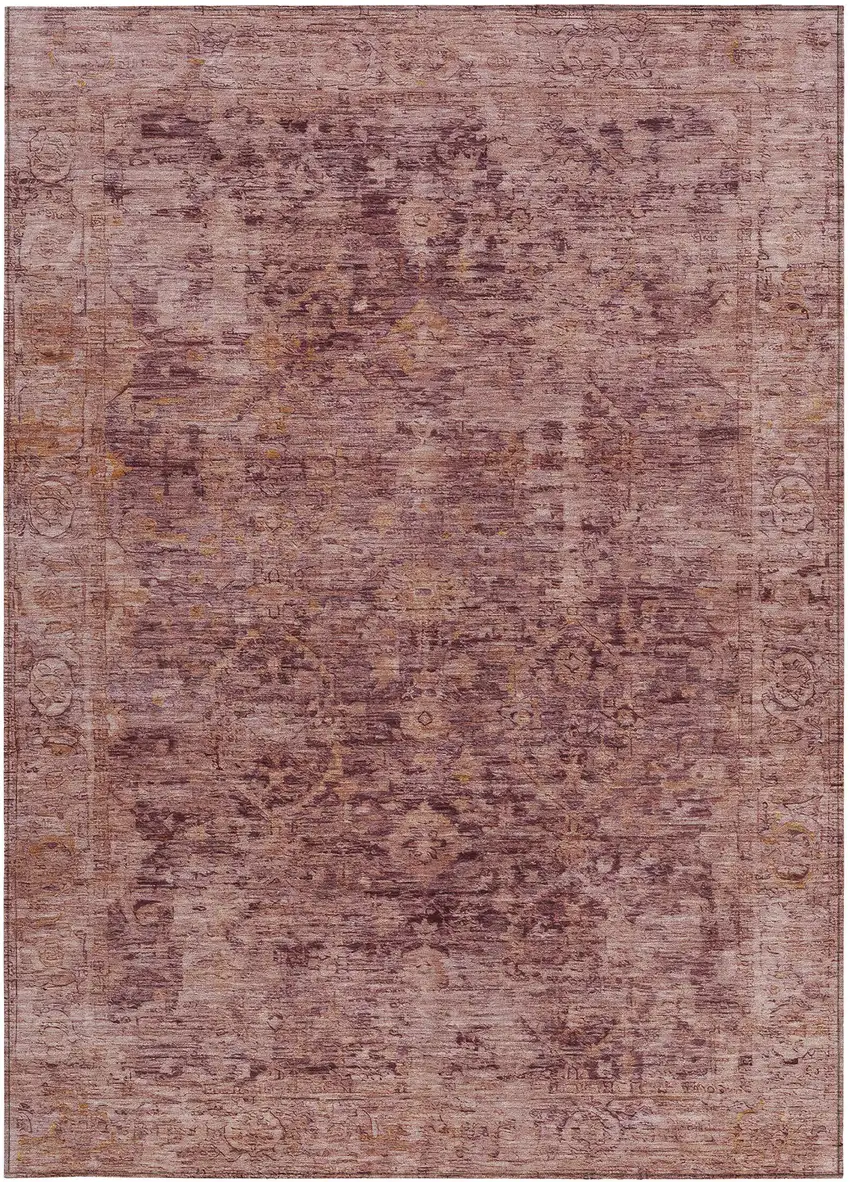 Merlot And Blush Abstract Washable Indoor Outdoor Area Rug Photo 3