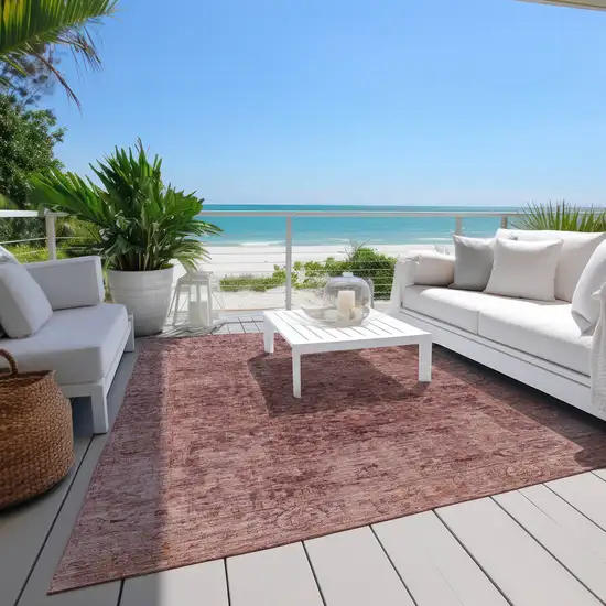 Merlot And Blush Abstract Washable Indoor Outdoor Area Rug Photo 9