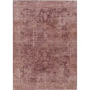 Photo of Merlot And Blush Abstract Washable Indoor Outdoor Area Rug