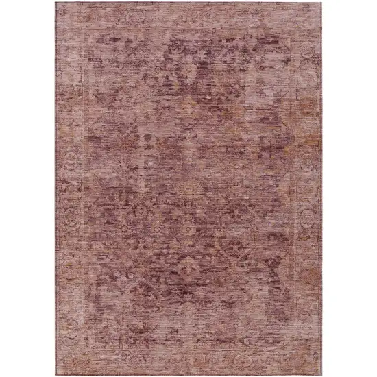 Merlot And Blush Abstract Washable Indoor Outdoor Area Rug Photo 1