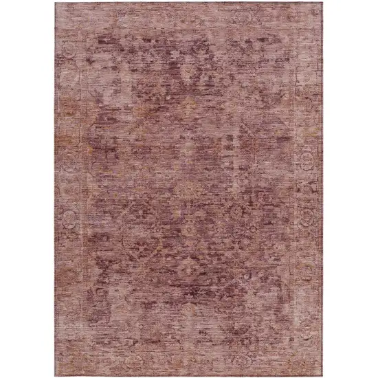 Merlot And Blush Abstract Washable Indoor Outdoor Area Rug Photo 4
