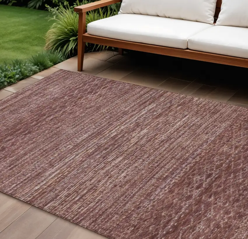Merlot And Burgundy Striped Washable Indoor Outdoor Area Rug Photo 2