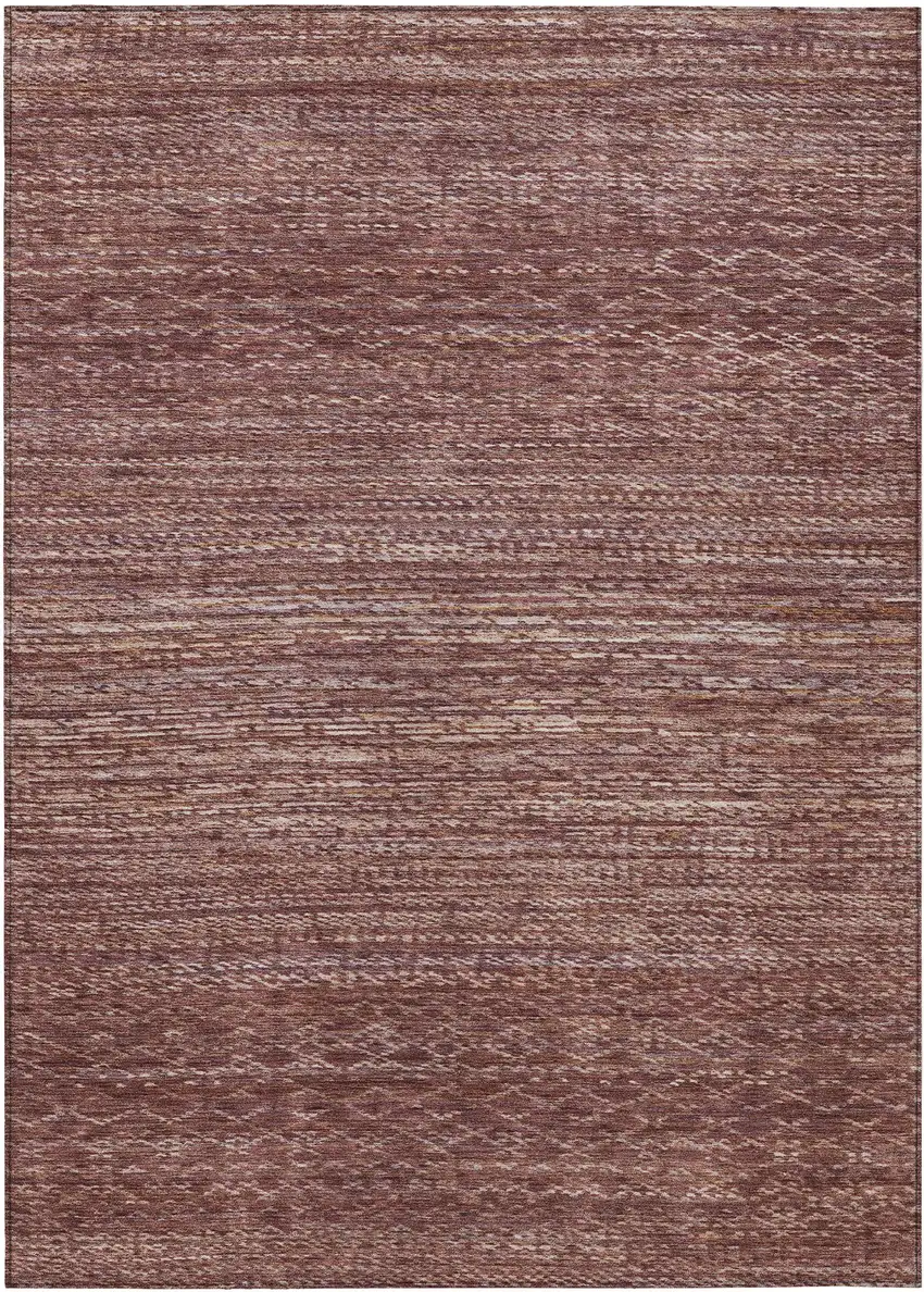 Merlot And Burgundy Striped Washable Indoor Outdoor Area Rug Photo 1