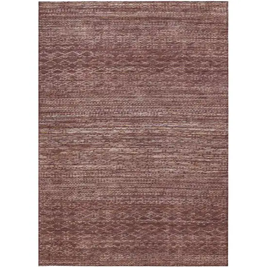 Merlot And Burgundy Striped Washable Indoor Outdoor Area Rug Photo 3