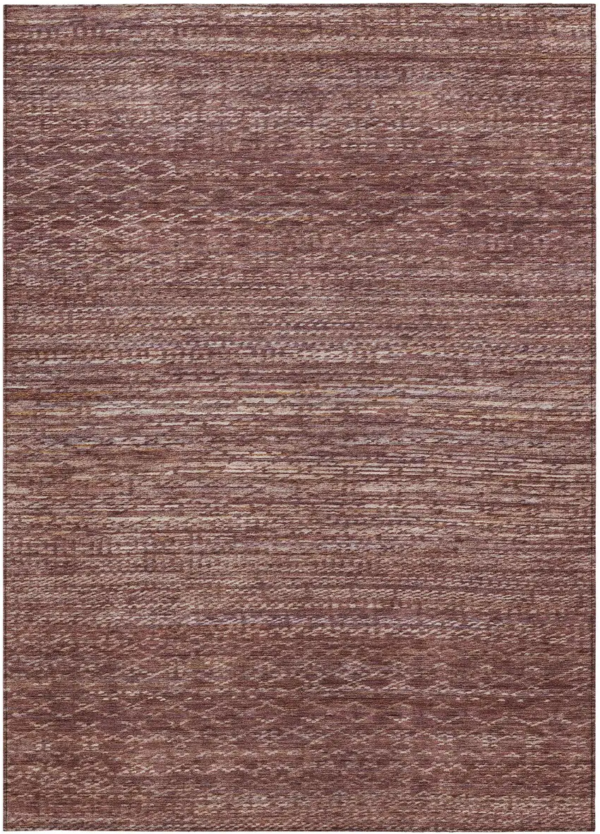 Merlot And Burgundy Striped Washable Indoor Outdoor Area Rug Photo 3