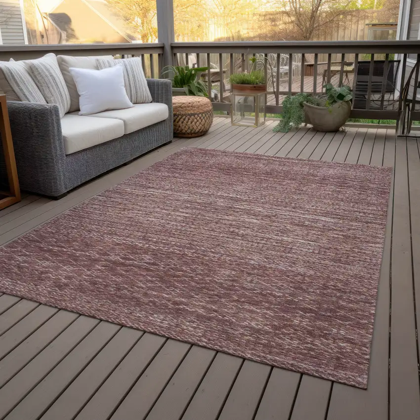 Merlot And Burgundy Striped Washable Indoor Outdoor Area Rug Photo 9