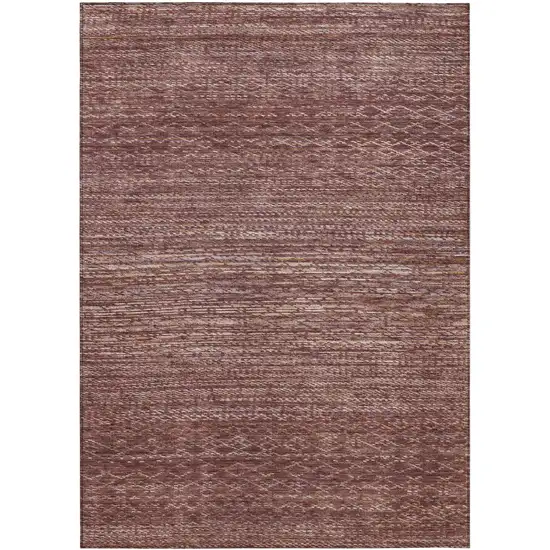 Merlot And Burgundy Striped Washable Indoor Outdoor Area Rug Photo 1