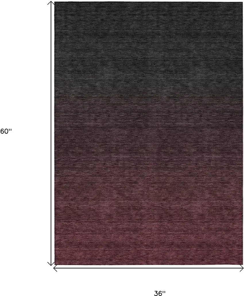 Merlot And Charcoal Abstract Washable Indoor Outdoor Area Rug Photo 3