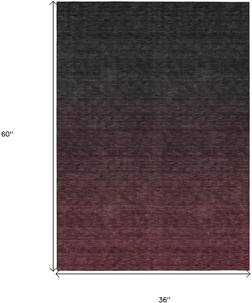 Merlot And Charcoal Abstract Washable Indoor Outdoor Area Rug Photo 3