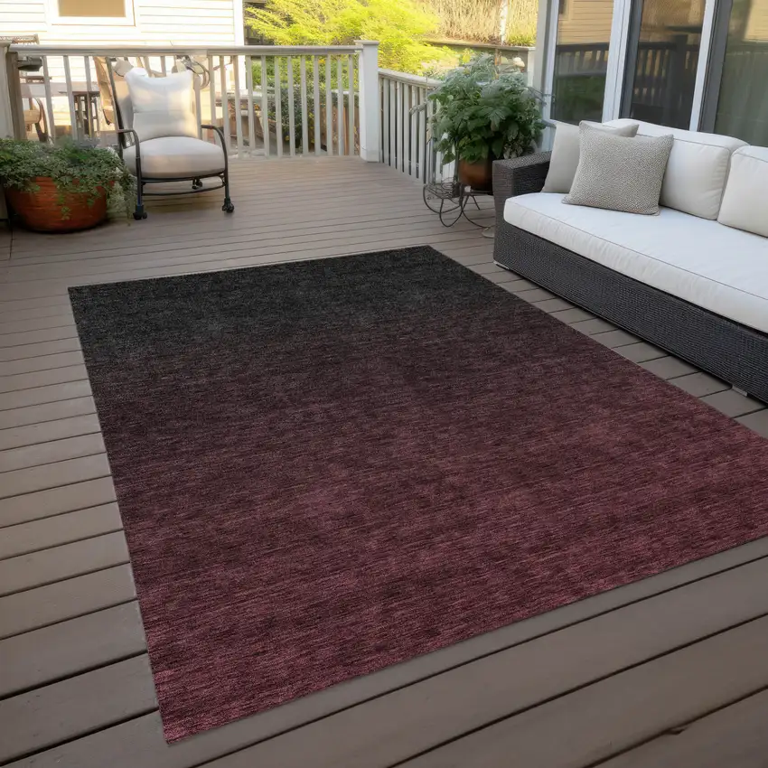 Merlot And Charcoal Abstract Washable Indoor Outdoor Area Rug Photo 9