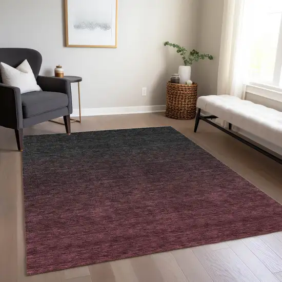 Merlot And Charcoal Abstract Washable Indoor Outdoor Area Rug Photo 9
