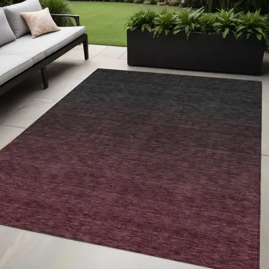 Merlot And Charcoal Abstract Washable Indoor Outdoor Area Rug Photo 1