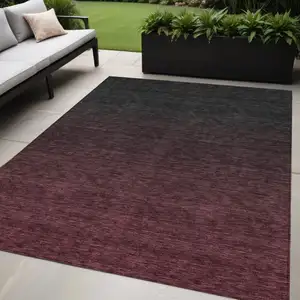 Photo of Merlot And Charcoal Abstract Washable Indoor Outdoor Area Rug