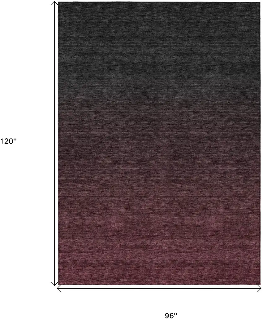 Merlot And Charcoal Abstract Washable Indoor Outdoor Area Rug Photo 3