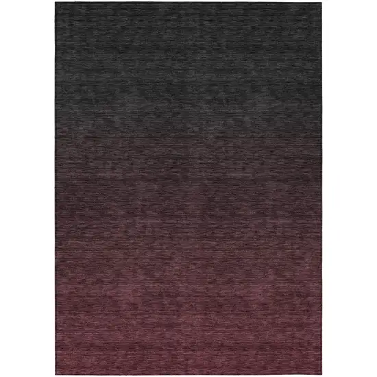 Merlot And Charcoal Abstract Washable Indoor Outdoor Area Rug Photo 2