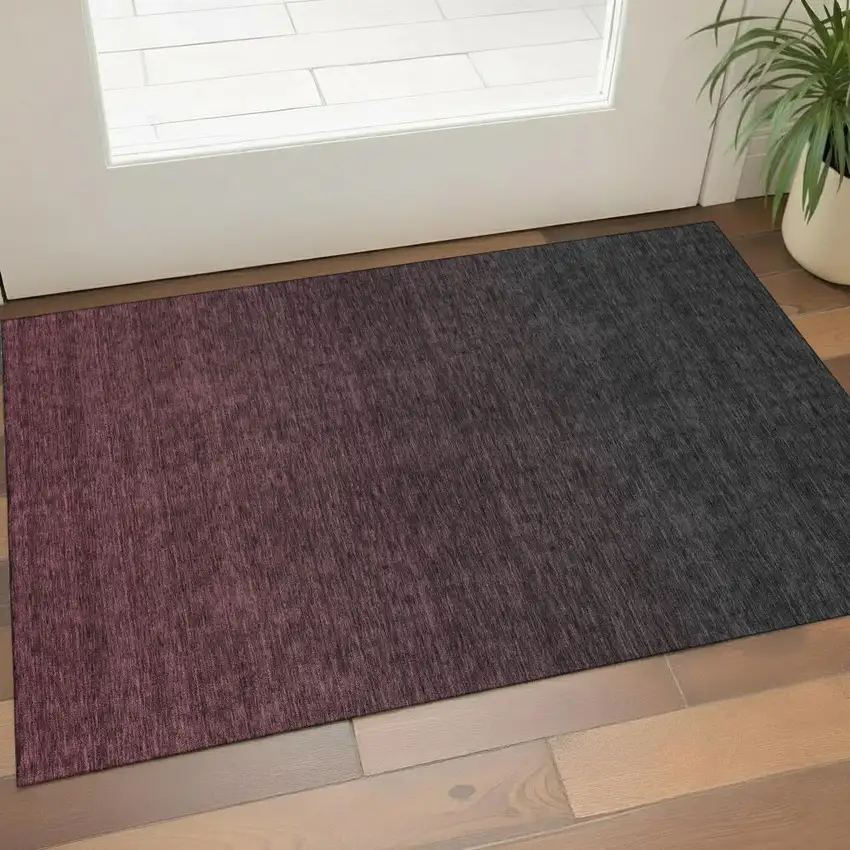 Merlot And Charcoal Ombre Washable Area Rug With UV Protection Photo 1