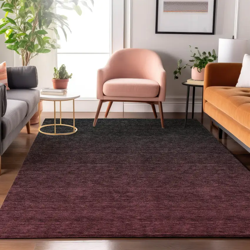 Merlot And Charcoal Ombre Washable Area Rug With UV Protection Photo 5