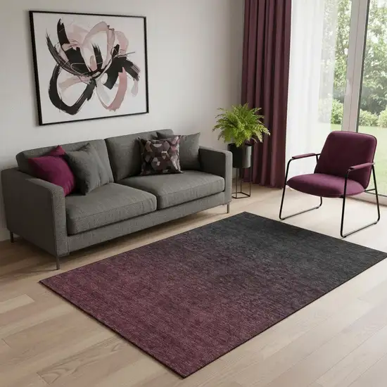 Merlot And Charcoal Ombre Washable Area Rug With UV Protection Photo 1