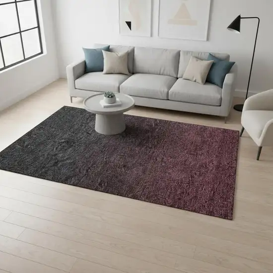 Merlot And Charcoal Ombre Washable Area Rug With UV Protection Photo 2