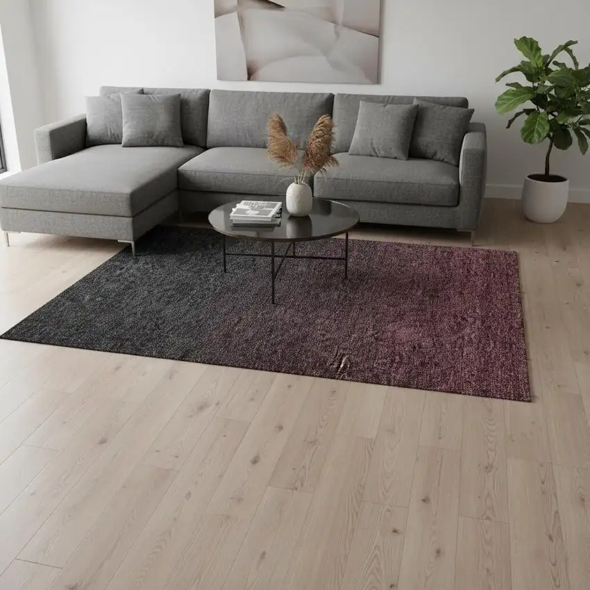 Merlot And Charcoal Ombre Washable Area Rug With UV Protection Photo 2