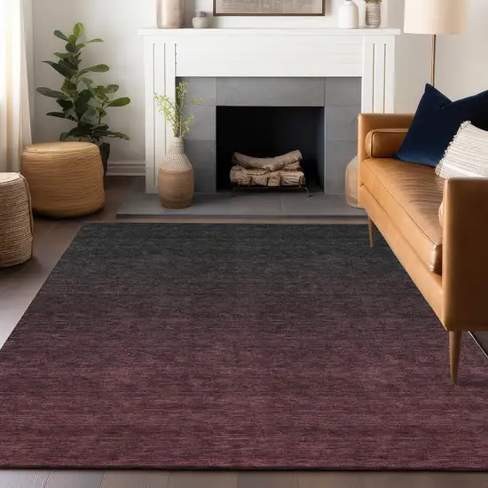 Merlot And Charcoal Ombre Washable Area Rug With UV Protection Photo 6