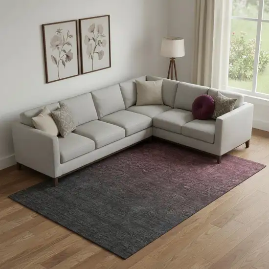 Merlot And Charcoal Ombre Washable Area Rug With UV Protection Photo 1