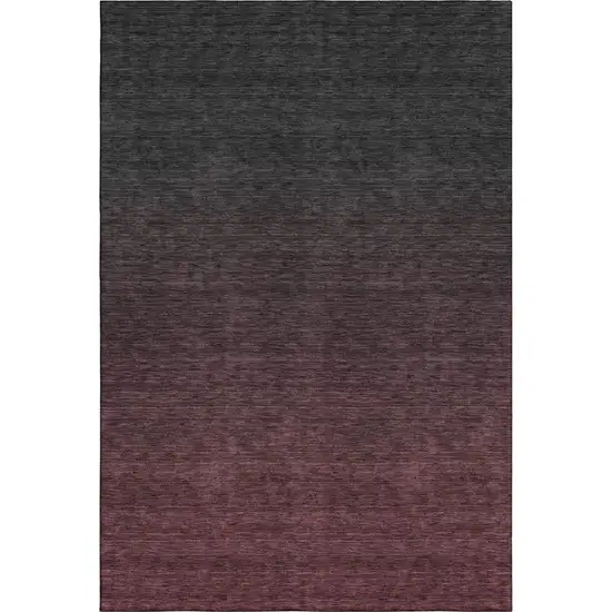 Merlot And Charcoal Ombre Washable Area Rug With UV Protection Photo 1