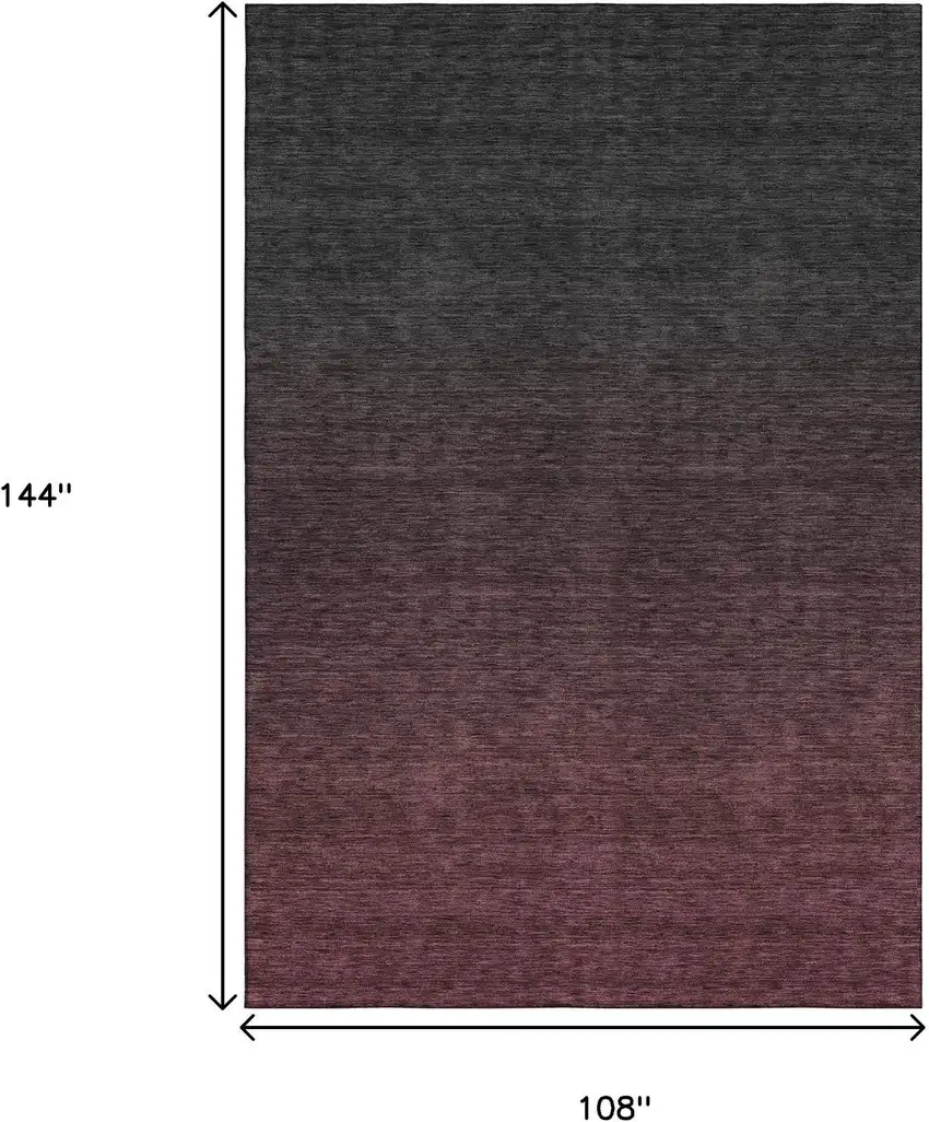 Merlot And Charcoal Ombre Washable Area Rug With UV Protection Photo 3