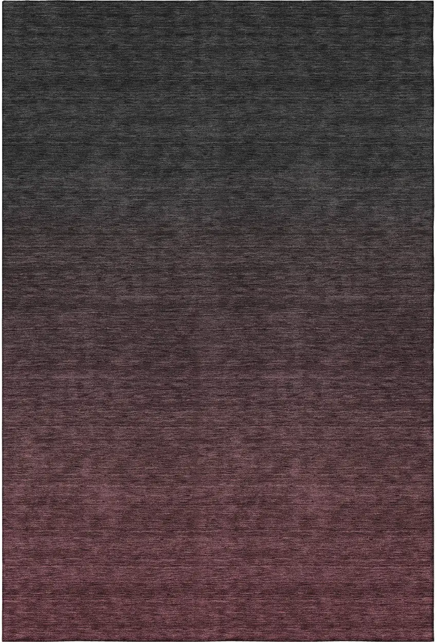 Merlot And Charcoal Ombre Washable Area Rug With UV Protection Photo 4